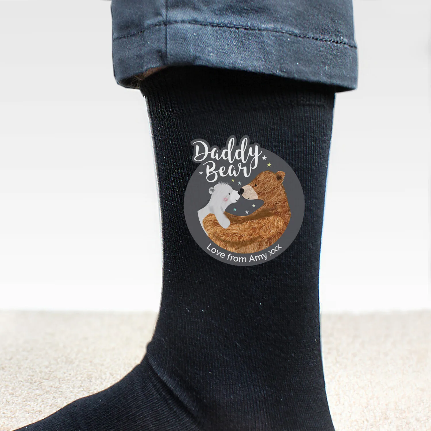 Personalised Daddy Bear Men's Black Socks - Image 4