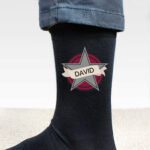 Personalised Star & Banner Design Men's Black Socks - Image 3