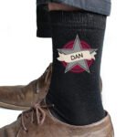 Personalised Star & Banner Design Men's Black Socks - Image 4