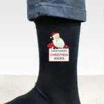 Personalised Santa Claus Motif Men's Black Christmas Socks - Image 4