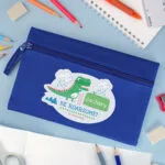 Personalised Children's Dinosaur 'Be Roarsome!' Blue Microfibre Pencil Case
