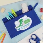 Personalised Children's Dinosaur 'Be Roarsome!' Blue Pencil Case - Image 2