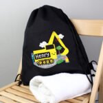 Personalised Children's Digger Design Black Kit Bag - Image 2