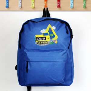 P0710J07 Personalised Children's Digger Design Blue Backpack