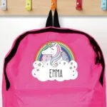 Personalised Children's Rainbow Unicorn Design Pink Backpack - Image 2