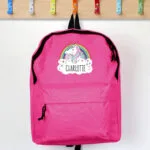 Personalised Children's Rainbow Unicorn Design Pink Backpack - Image 3