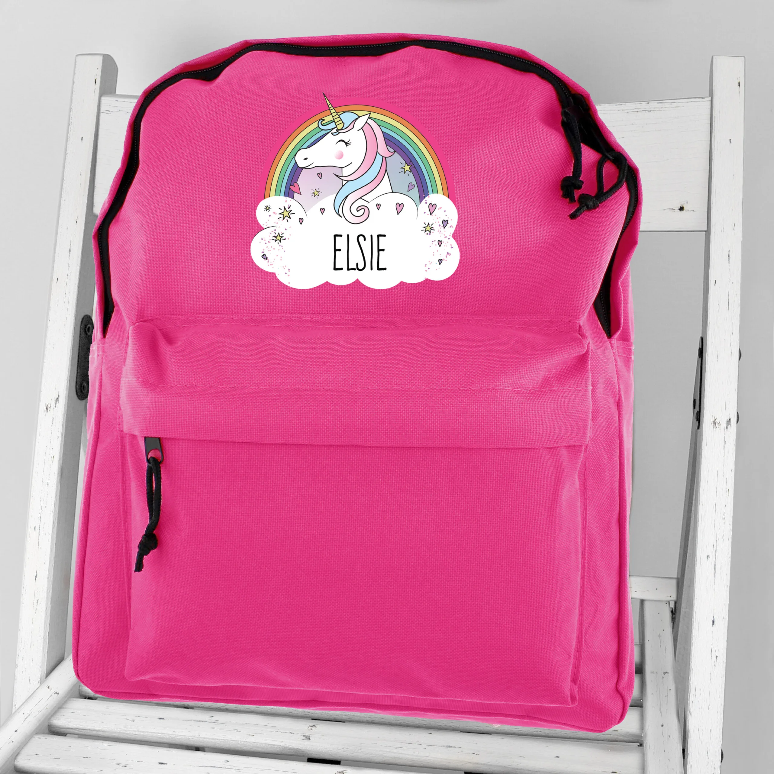 Personalised Children's Rainbow Unicorn Design Pink Backpack - Image 4