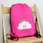 Personalised Children's Rainbow & Hearts Design Pink Kit Bag