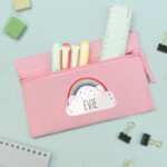 Personalised Children's Rainbow & Hearts Design Pink Pencil Case - Image 3