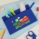 Personalised Children's Tractor Design Blue Pencil Case - Image 2