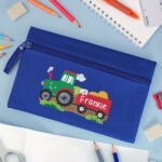 Personalised Children's Tractor Design Blue Pencil Case - Image 3