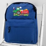 Personalised Children's Tractor Design Blue Backpack - Image 2