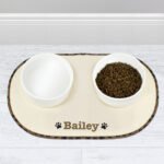 Personalised Brown Microfibre Paw Print Motif Pet Bowl Mat - Image 3