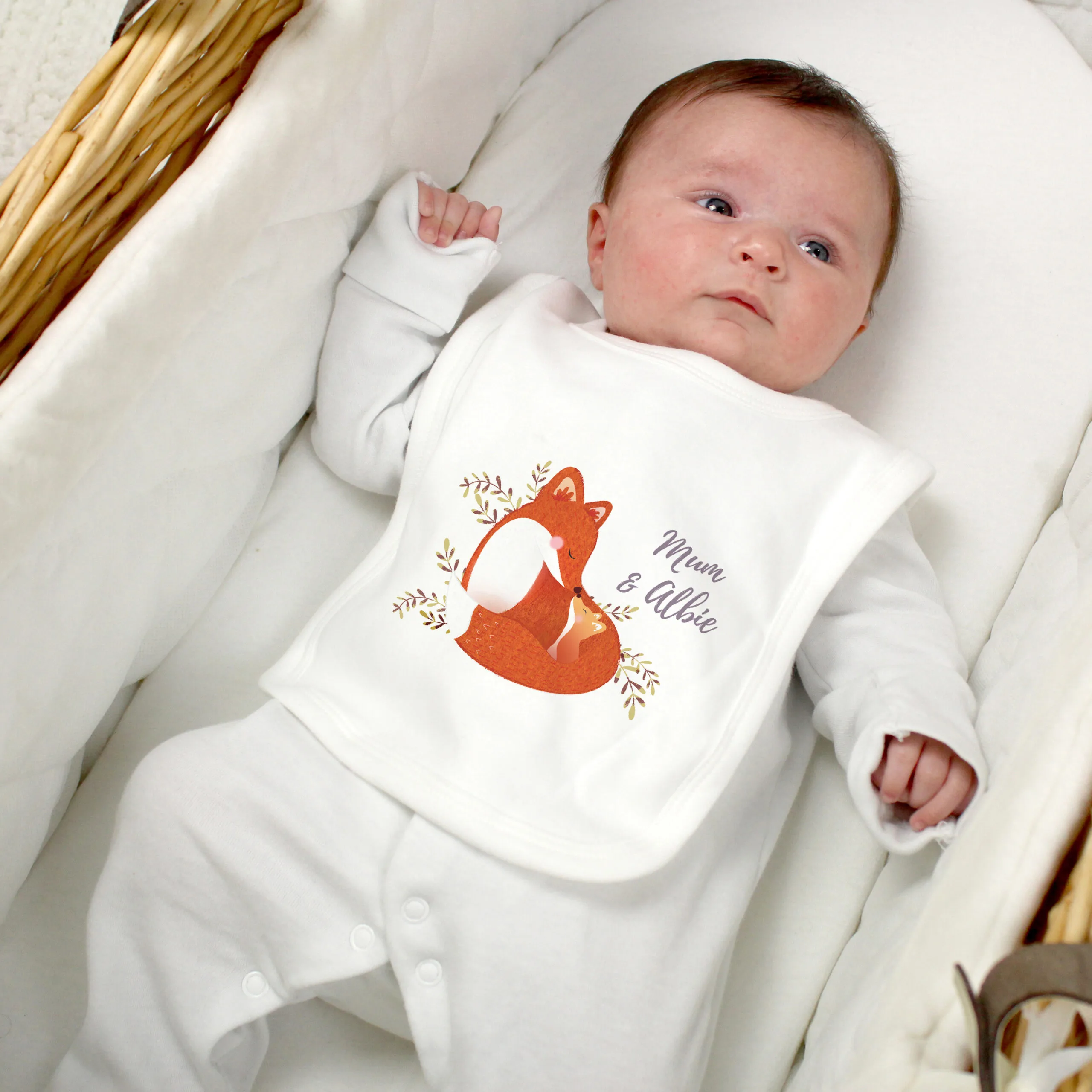 Personalised Mummy & Me Fox 0-3 Months Baby Bib - Image 2