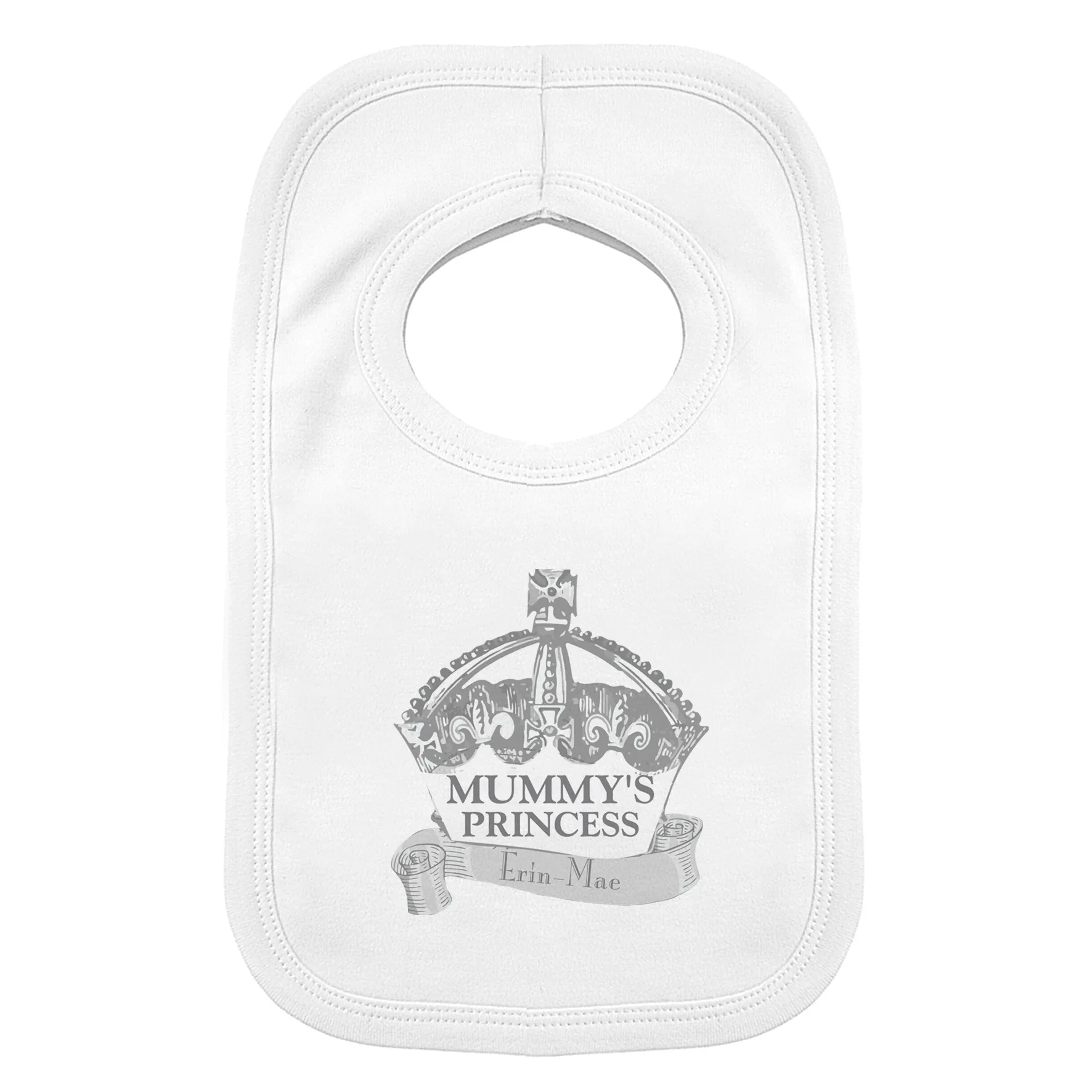 Personalised Royal Crown Design 0-3 Months Baby Bib - Image 3