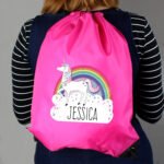 Personalised Children's Rainbow Unicorn Design Pink Kit Bag