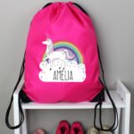 Personalised Children's Rainbow Unicorn Design Pink Kit Bag - Image 2