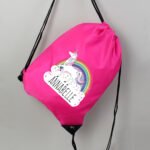 Personalised Children's Rainbow Unicorn Design Pink Kit Bag - Image 3