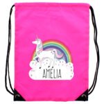 Personalised Children's Rainbow Unicorn Design Pink Kit Bag - Image 4
