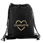 Personalised Children's Gold Heart Design Black Kit Bag - Image 4