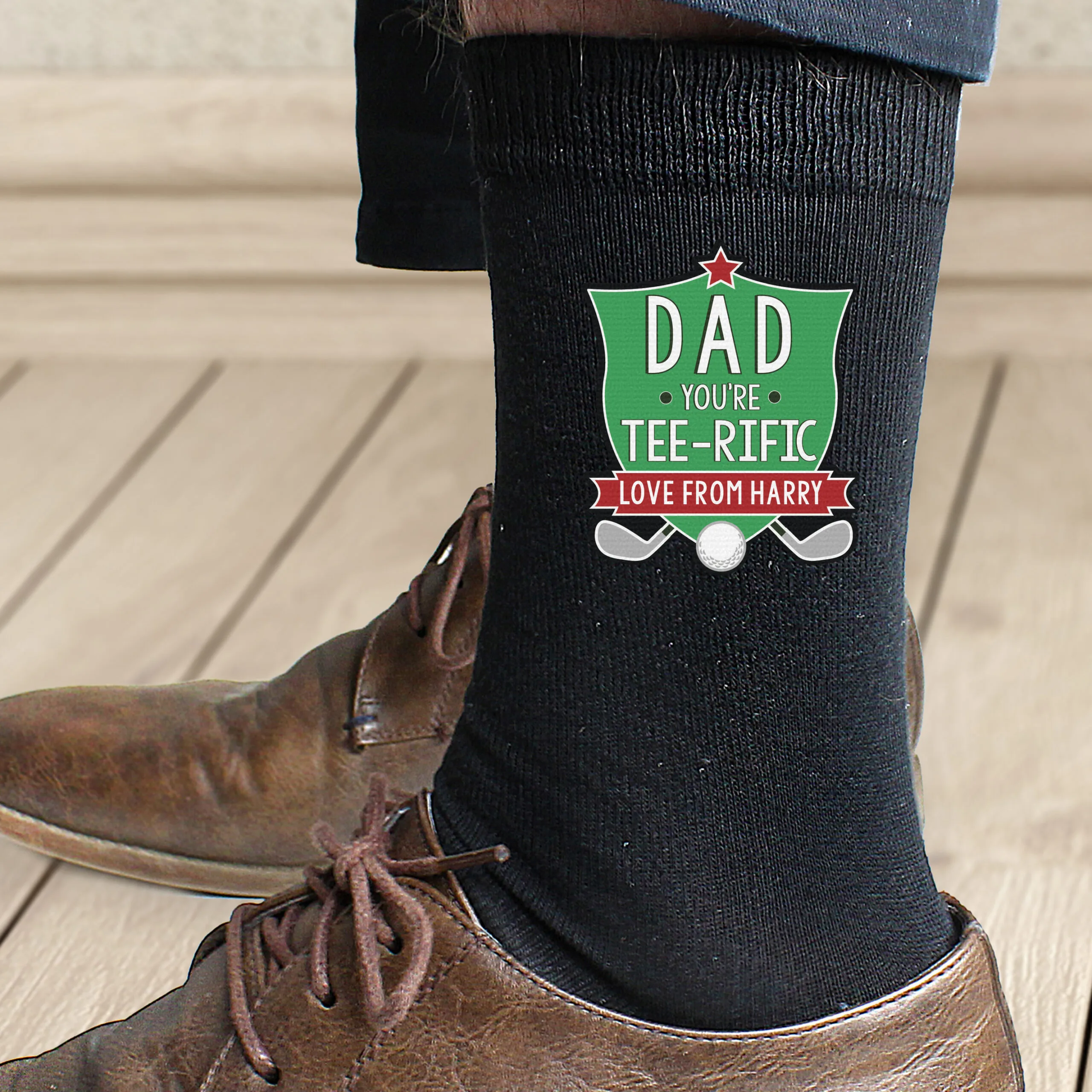 Personalised 'Tee-Rific' Men's Black Socks - Image 3