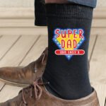 Personalised 'Super Dad' Men's Black Socks