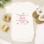 Personalised 'First Christmas' 0-3 Months Baby Bodysuit - Image 2