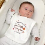 Personalised 'Little Pumpkin' Halloween 0-3 Months Baby Bib - Image 3
