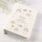 Personalised New Baby Rainbow Design 6x4 Photo Album with Sleeves