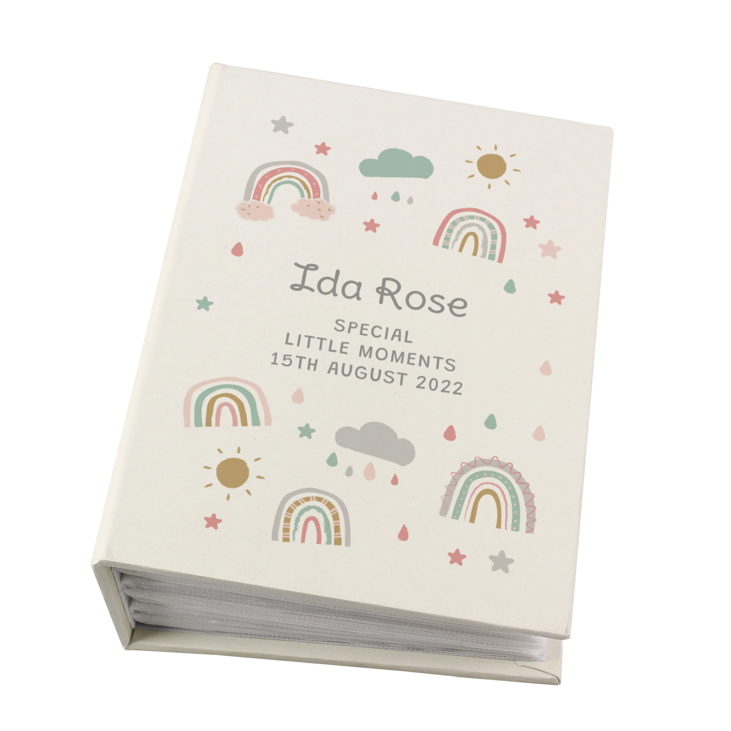 Personalised New Baby Rainbow Design 6x4 Photo Album with Sleeves - Image 6