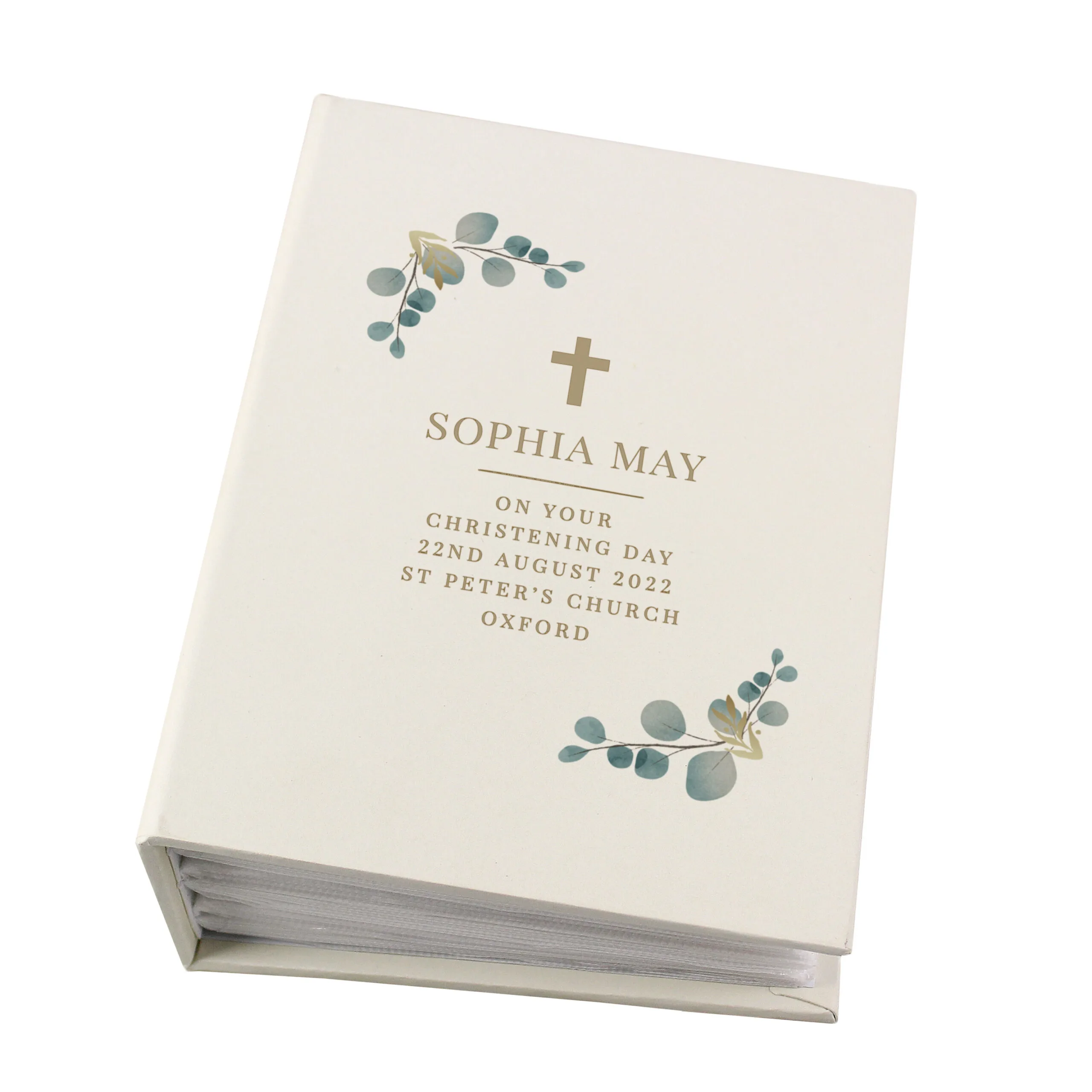 Personalised Any Message Botanical Design Cross Motif 6x4 Photo Album with Sleeves - Image 5
