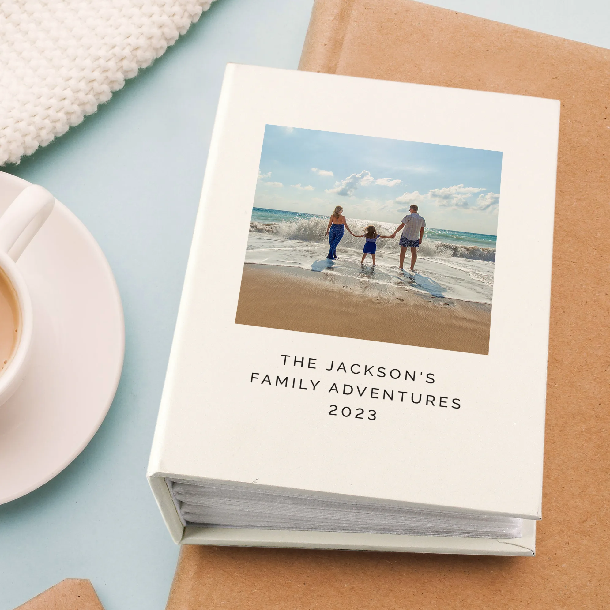 cup coffee with greeting card gift Personalised Any Occasion Photo Upload 6x4 Photo Album with Sleeves - Image 1
