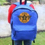 Personalised Children's Badge Design Blue Backpack - Image 2