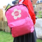 Personalised Children's Flower Design Pink Backpack - Image 2