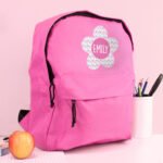 Personalised Children's Flower Design Pink Backpack - Image 3