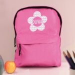 Personalised Children's Flower Design Pink Backpack - Image 4