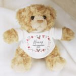 Personalised Any Message Christmas Holly Design Plush Teddy Bear