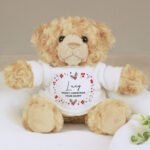 Personalised Any Message Christmas Holly Design Plush Teddy Bear - Image 3