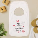 Personalised 'Little Valentine' Hearts Design 0-3 Months Baby Bib - Image 2