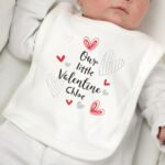 Personalised 'Little Valentine' Hearts Design 0-3 Months Baby Bib - Image 3