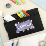 Personalised Children's 'Good Vibes' Design Black Pencil Case - Image 2