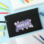 Personalised Children's 'Good Vibes' Design Black Pencil Case - Image 3