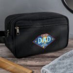Personalised 'Super Dad' Black Toiletry Bag