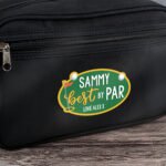 Personalised 'Best By Par' Golf Themed Black Toiletry Bag - Image 2