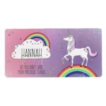 Personalised Rainbow Unicorn Design Wooden Jewellery Hooks - Image 4