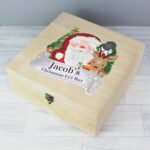 Personalised Colourful Santa & Reindeer Design Large Wooden Christmas Eve Box