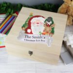 Personalised Colourful Santa & Reindeer Design Large Wooden Christmas Eve Box - Image 4