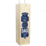 Personalised 'Happy Father's Day No. 1 Dad' Wooden Wine Bottle Gift Box - Image 3