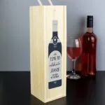 Personalised Any Message Grey Bottle Design Wooden Wine Bottle Gift Box