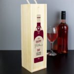 Personalised Any Message Red Bottle Design Wooden Wine Bottle Gift Box